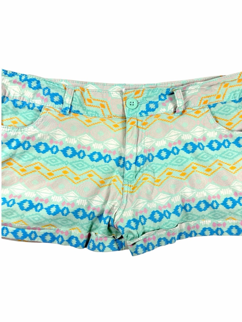 Aztec Print Micro Cargo Cotton Shorts Large Y2K Festival - Picture 6 of 9